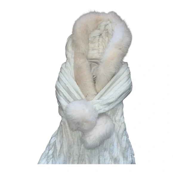 Vintage Womens’s Arctic fox White mink long coat custom made Should Be Size 6 - Picture 9 of 13